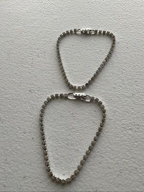 2-Silver Tone Crystal Tennis Bracelet